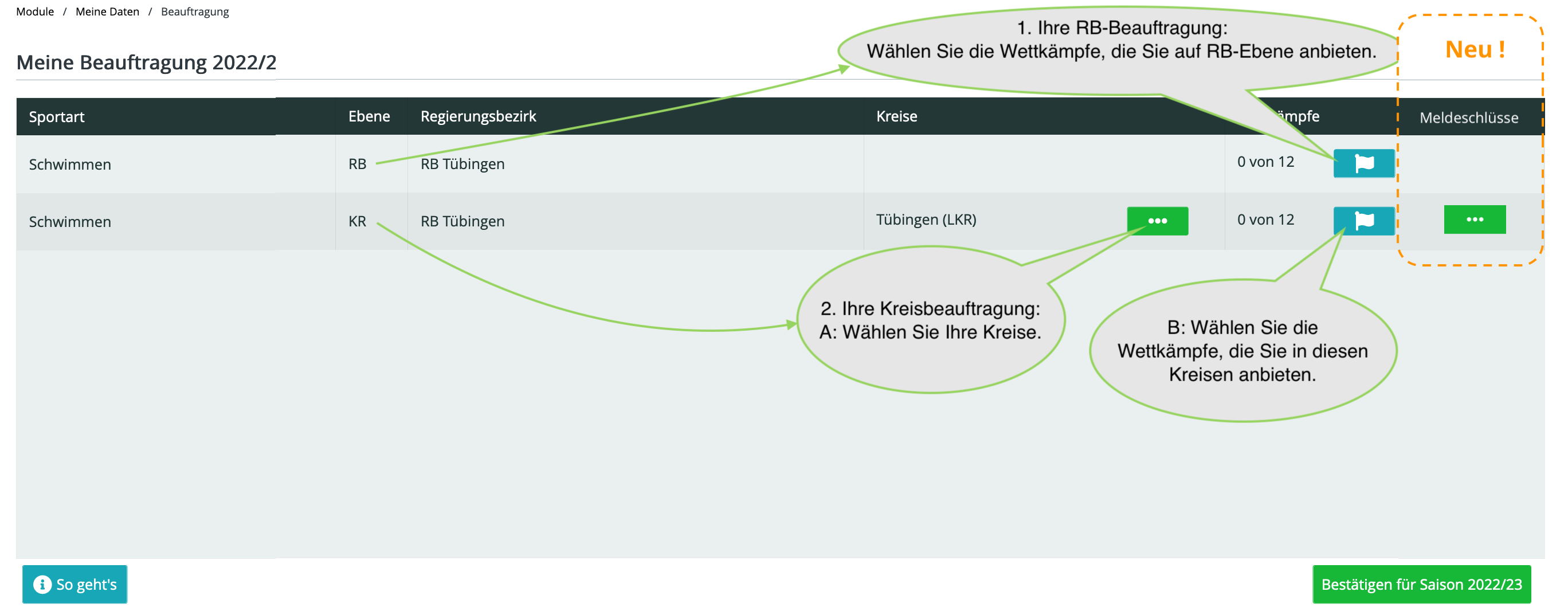 Liste meiner Beauftragungen