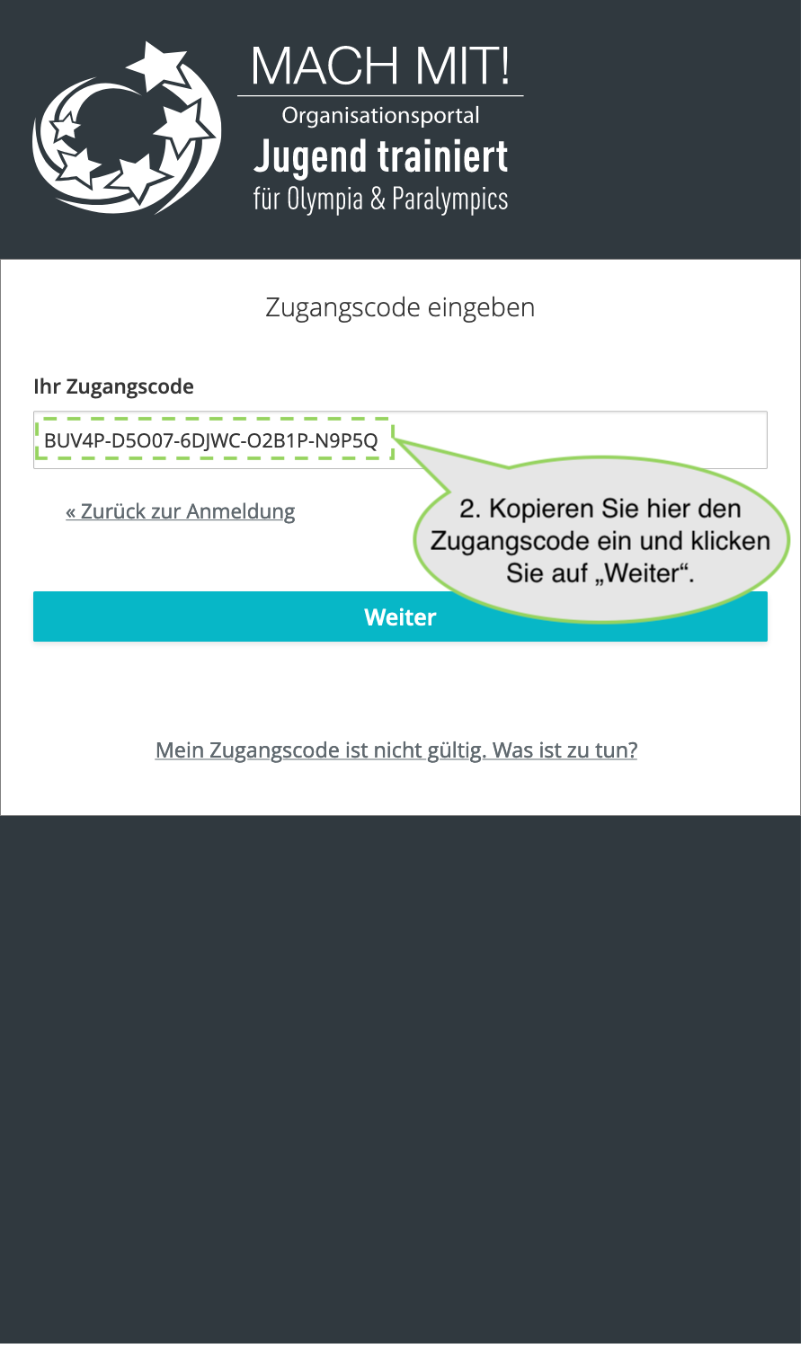 Registrierung – Schritt 2